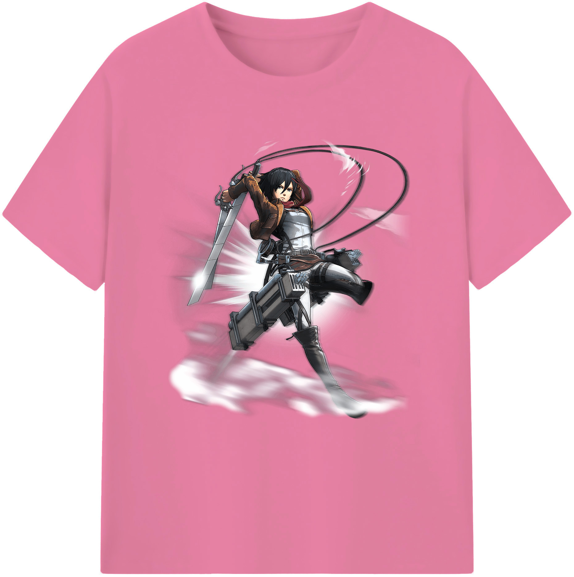 （画像用） 進撃の巨人 ミカサ·アッカーマン Attack on Titan Mikasa Ackerman 綿100％半袖Tシャツ（フロントプリント）